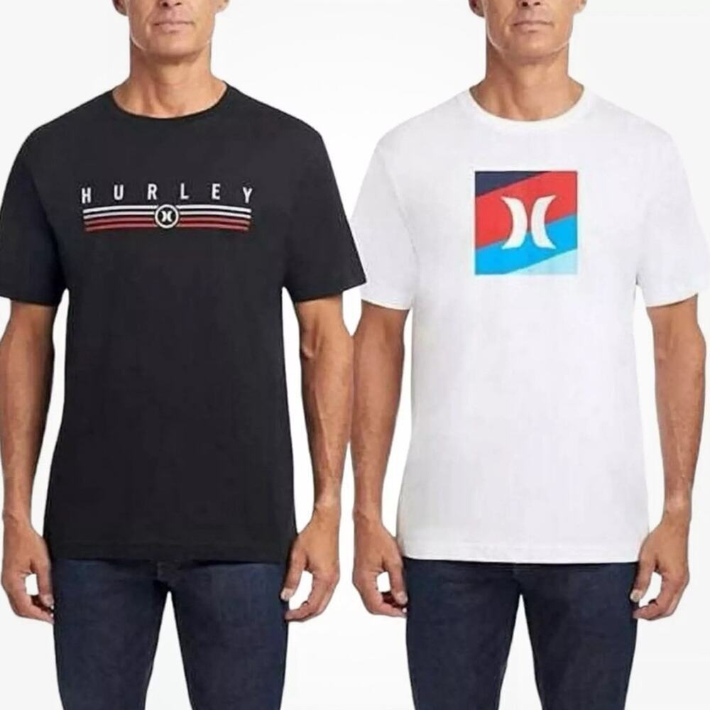 Hurley Men's Classic Fit T-Shirts Graphic Tee 2 Pack White Black Size XXL NWT